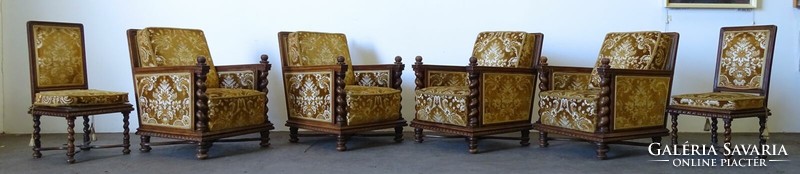 1Q556 old six-piece carved twisted pillar parlor set