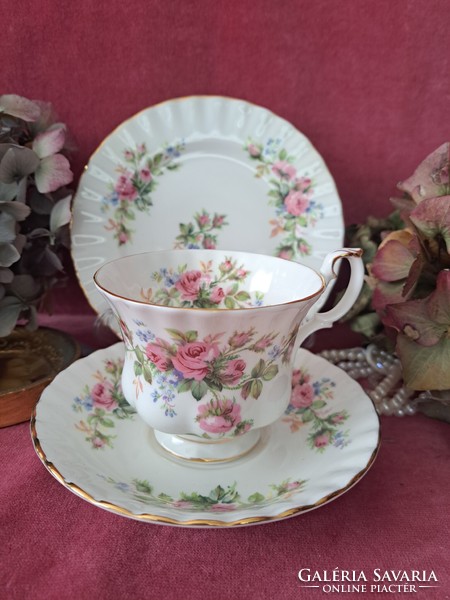 Royal albert moss rose porcelain tea cup with cake plate