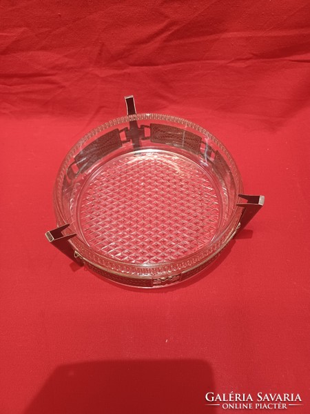 Metal-framed glass tray with inserts