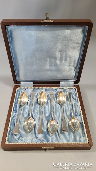 English style silver mocha spoons in a box