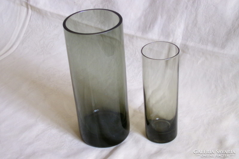 Action! Glass tube vase and tube glass smoked glass 20x8cm 15x5cm together