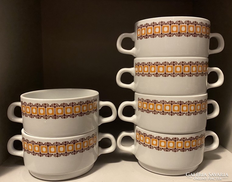 Alföldi terracotta pattern soup cup with two handles. 4 pieces + 2 pieces as a gift
