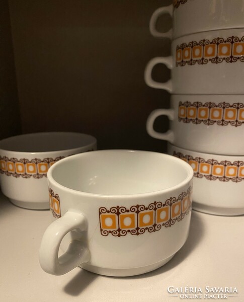 Alföldi terracotta pattern soup cup with two handles. 4 pieces + 2 pieces as a gift