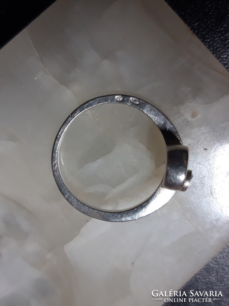 Régi magyar kék köves ezüst gyűrű - 50- es méret