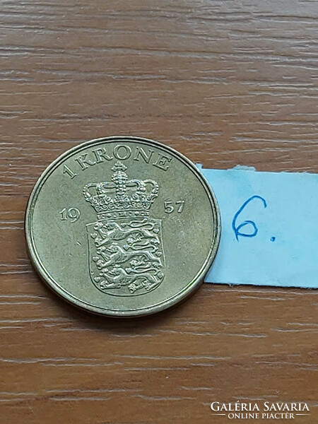 Denmark 1 kroner 1957 ix. King Frederick, aluminum bronze 6.