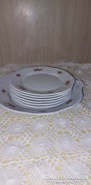 Zsolnay beautiful cake porcelain set with floral pattern