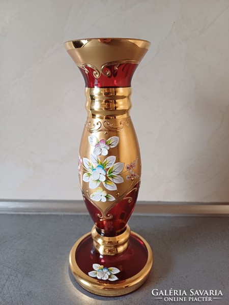 Joska's gilded hand-painted art glass vase