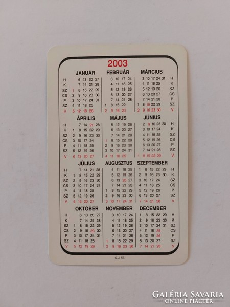 Kártyanaptár UNICUM 2003