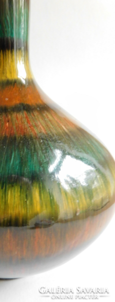 Bodrogkeresztúri  retro csíkos kerámia váza 28 cm
