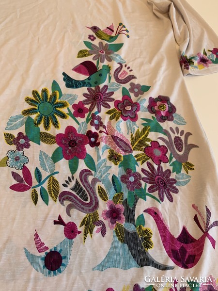 Floral bird tree of life t-shirt top tunic mini dress size m l