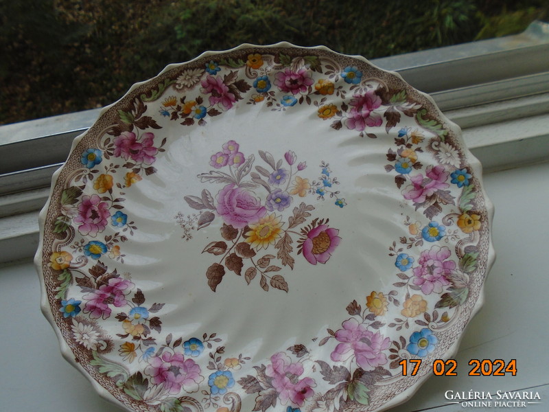 Copeland n=159276 hand-painted colorful flower pattern, numbered plate, twisted ribbed, laced