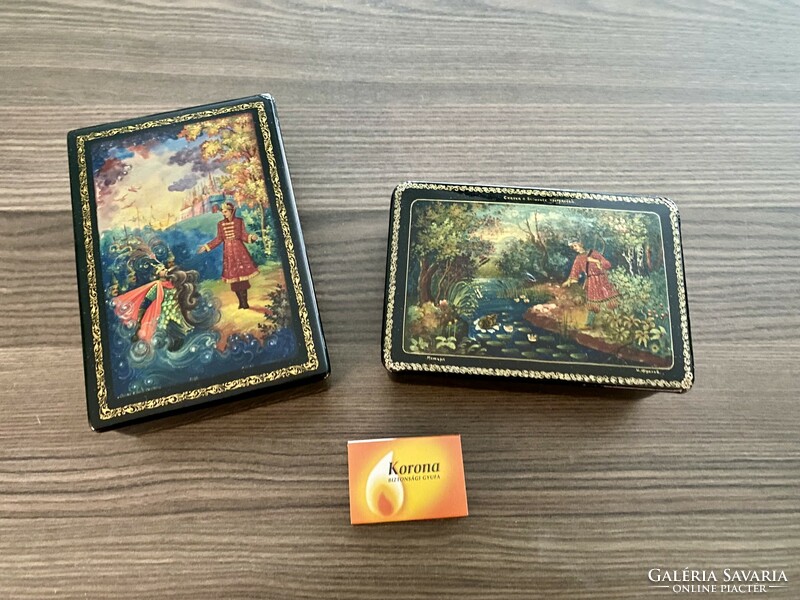 2 beautiful hand-painted Russian lacquer boxes