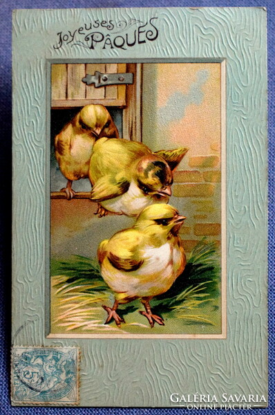 Antique embossed Easter greeting card - chicks from 1906