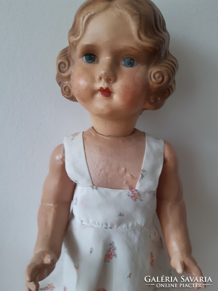 Old antique vintage large paper mache doll approx. 58 Cm