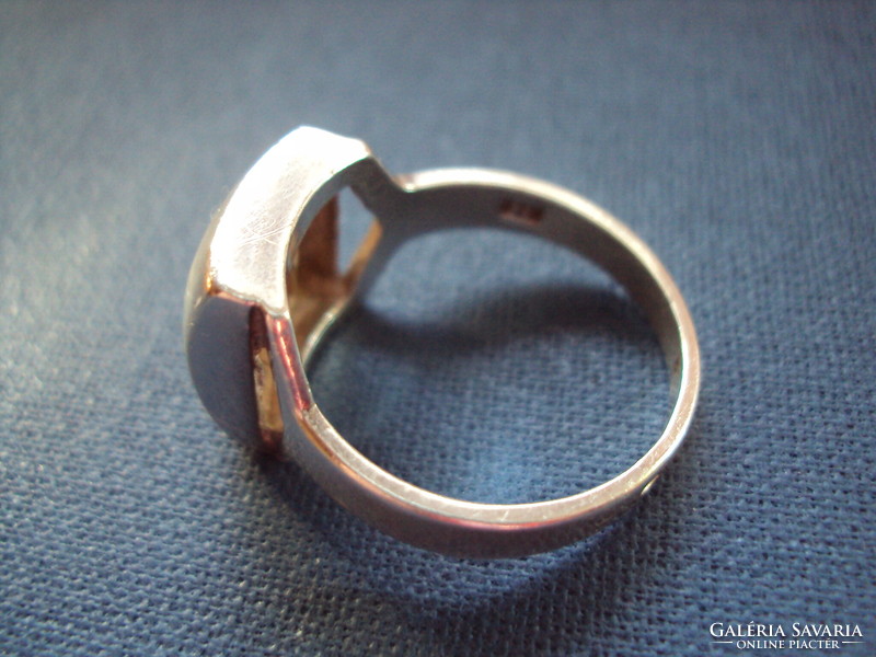 Ezüst  gyűrű rózsaszín macskaszemmel 18 mm