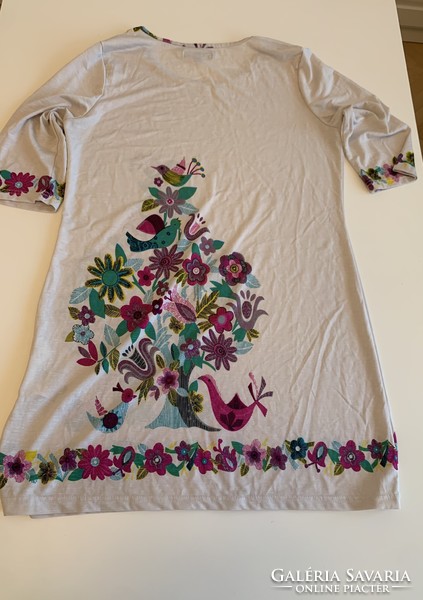 Virágos madárkás életfás póló felső tunika kisruha M L méret