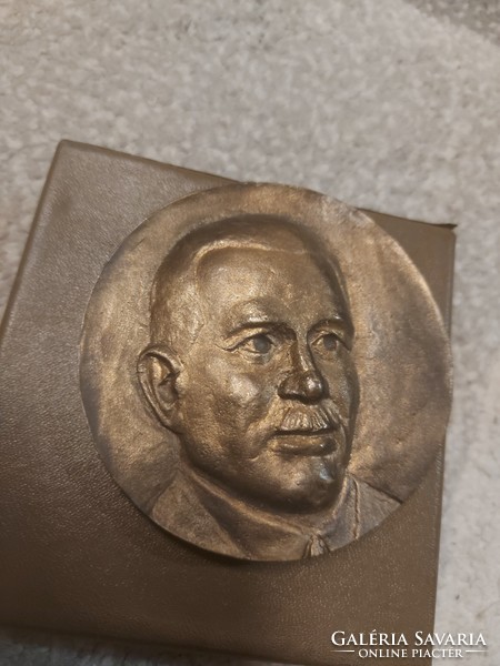 Dr. József Varga (bme, minister), bronze relief plaque, 95 mm, 440 gr
