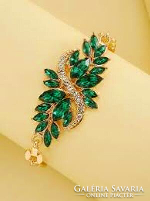 Green crystal gold-plated bracelet 29