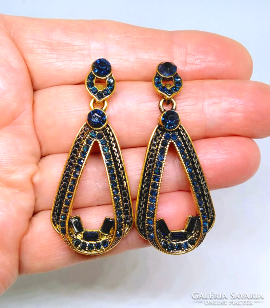 Vintage style blue cz crystal drop earrings 113