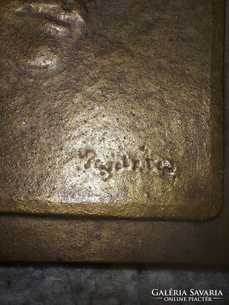 Bronze embossed plaque, with markings, 95 mm, 165 gr