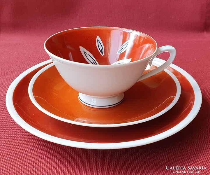 Lettin német porcelán reggeliző szett csésze csészealj kistányér tányér kávés teás