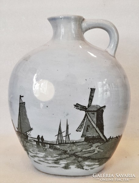 Antique Zsolnay Delft pattern jug, spout