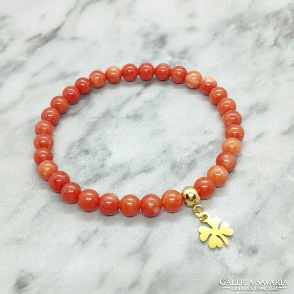 Coral mineral bracelet with stainless steel spacer