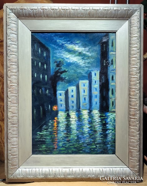 Special price!!!! Modern painting, circa 1950, oil on cardboard, framed 68 x 53 cm, unmarked