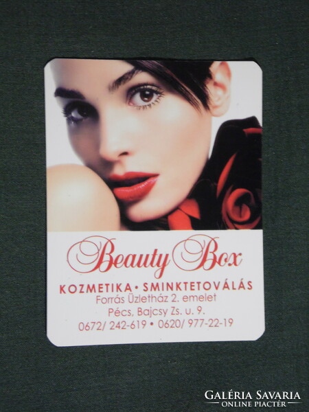 Kártyanaptár, kisebb méret, Beauty Box kozmetika sminktetoválás,Pécs, erotikus női modell, 2008, (6)