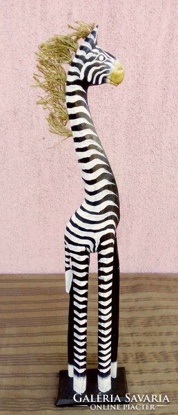 Maned zebra handmade wood sculpture from Indonesia. Exotic decoration