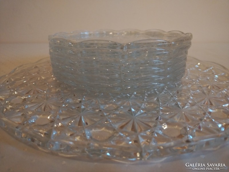 6 crystal glass cake plates and serving bowls