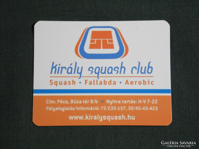 Kártyanaptár, kis méret, Király Squash fallabda Club, Pécs, 2008, (6)