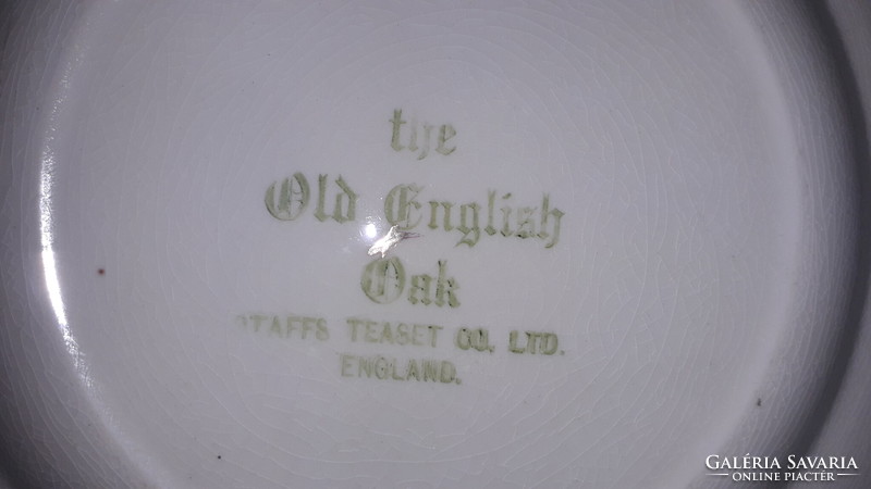 Vintage -THE OLD ENGLISH OAK - Viktóriánus stílusú négyszög jelenetes falitál 23cm a képek szerint