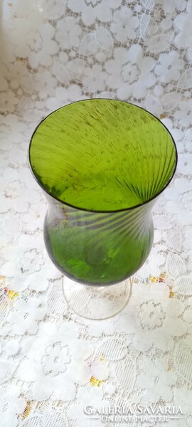 Green large-sized stemmed glass cup, goblet