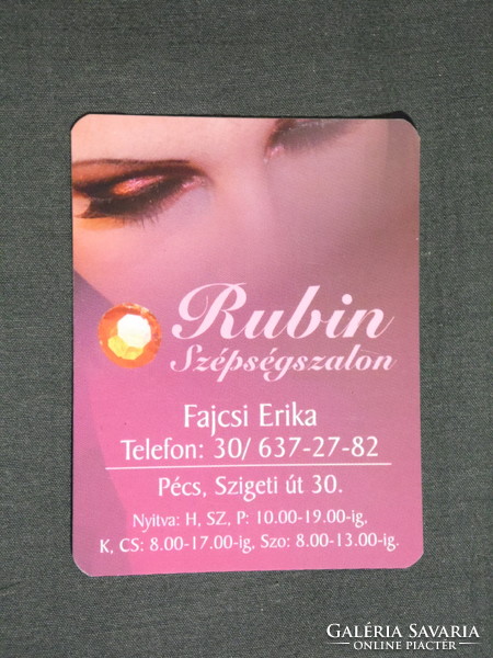 Card calendar, small size, Erika Fajcsi, ruby beauty salon, Pécs, female model, 2008, (6)