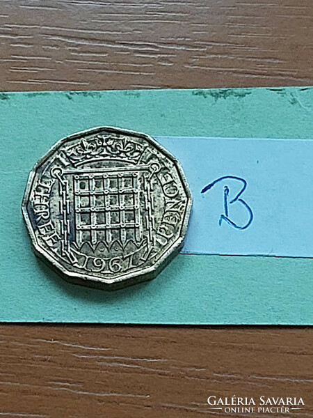 English England 3 pence 1967 nickel-brass, ii. Queen Elizabeth #b