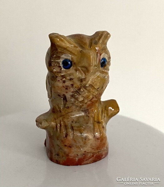 From the owl collection, an old owl figure carved stone ornament decoration 3.5 cm