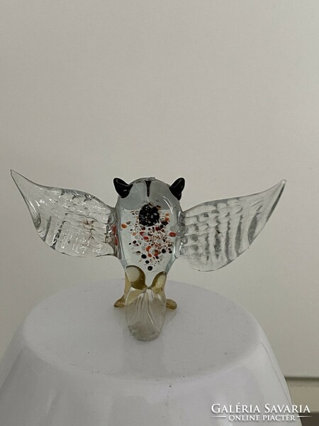 From the owl collection, an old owl figurine glass ornament decoration 5 cm