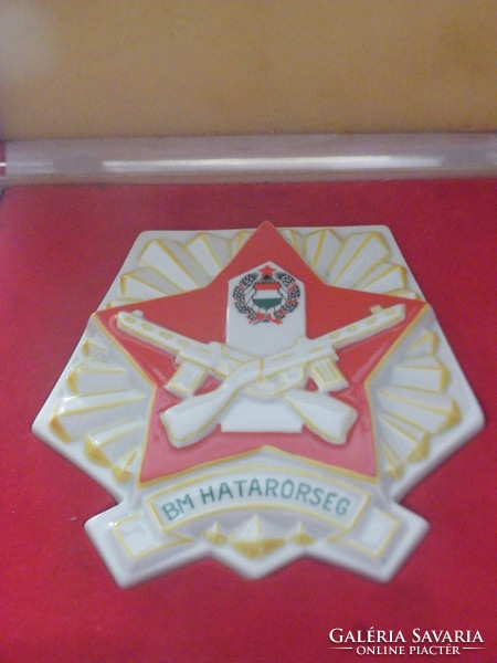 Hollóháza porcelain bm border guard in a commemorative plaque box