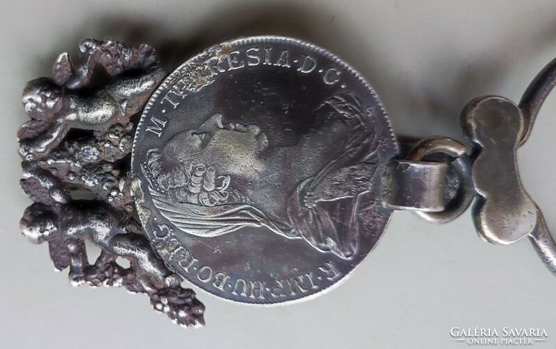 Antik barokk ezüst kulcstartó