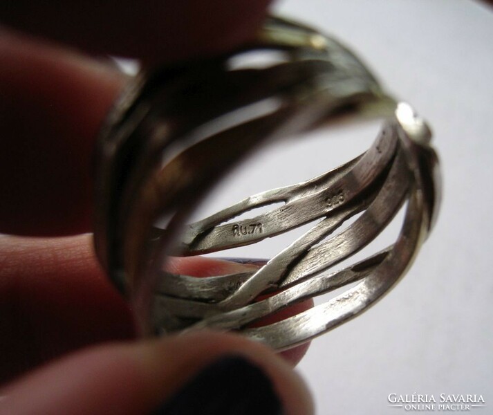 Bicolor design silver ring, gold-silver color