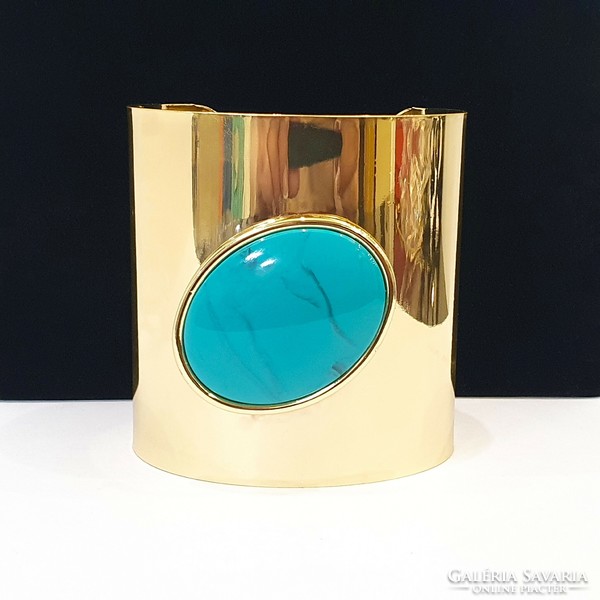 Napier marked wide gold/turquoise bracelet