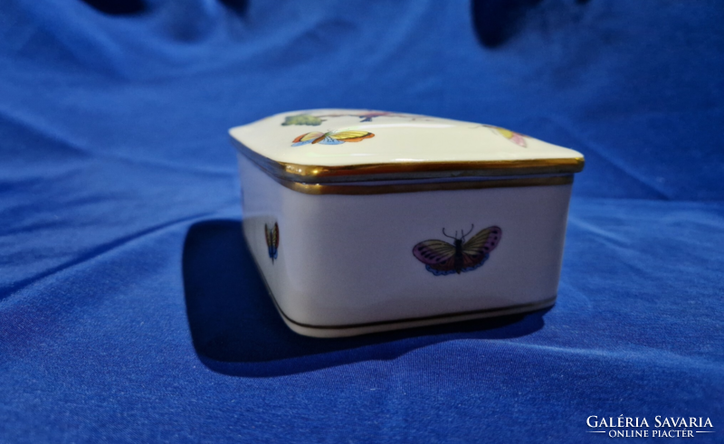 Herendi vintage Rothschild mintás négszögletes bonbonier/ékszeres doboz, (sérült)
