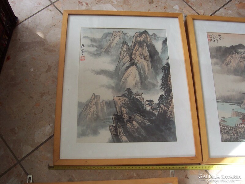 3 Chinese pictures in a frame