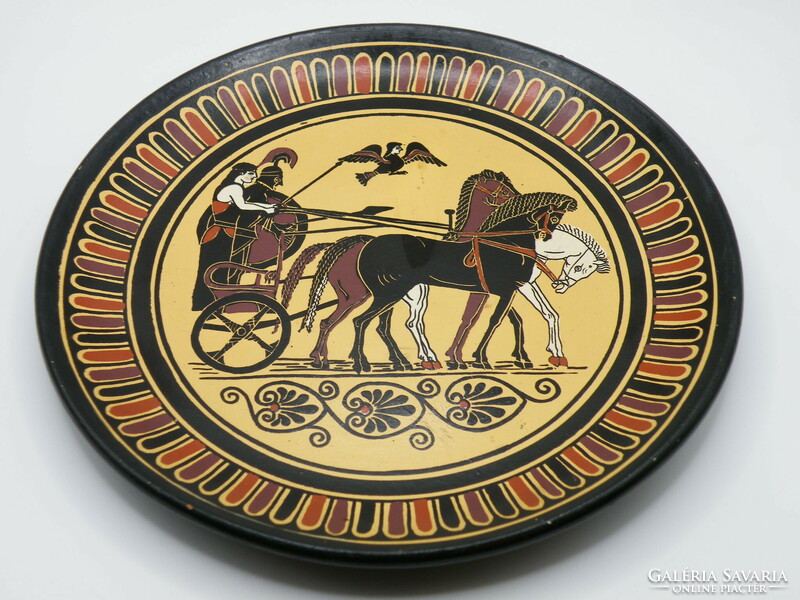 Uk0269 hand painted Greek wall plate signed d. Vassilopoulos