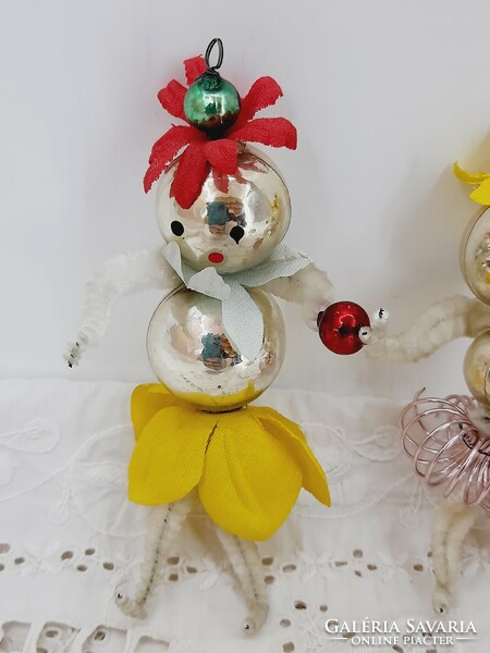 Chenille - glass figurines, Christmas tree decoration, dancers, 3 pieces in one