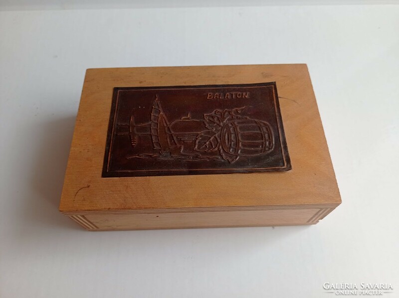 Retro Balaton sailing ship wooden souvenir box