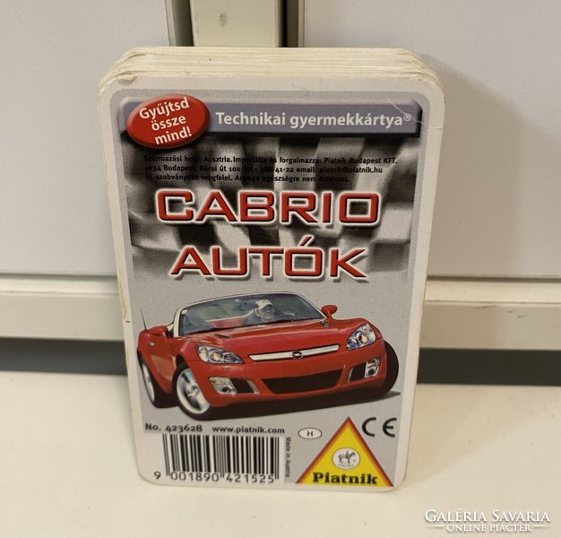 Cabrio cars piatnik technical children's card card pack, 32 sheets 1995 flawless
