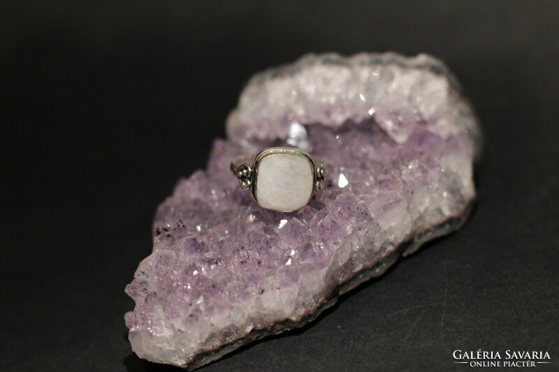 Large silver ring with moonstone