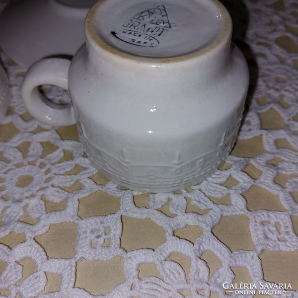 Gránit jelzésű 2db fehér kávés csésze+ 2db tányérka